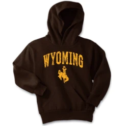 Wyoming Cowboys Traditional Distressed Hoodie – Brown