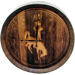Wyoming Cowboys Wine Barrel Clock