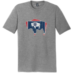 Wyoming State Flag Buffalo Tee – Grey Frost