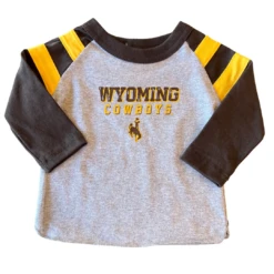 Wyoming Cowboys Infant Raglan L/S Tee – Grey/Brown/Gold