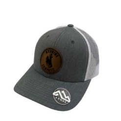 Wyoming Cowboys Leather Circle Patch Hat – Heather Grey/White