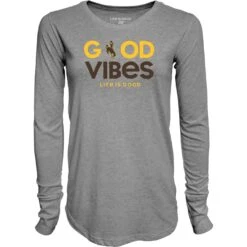 Wyoming Cowboys Women’s Good Vibes L/S Tee – Grey