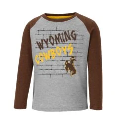 Wyoming Cowboys Toddler East End L/S Tee – Grey/Brown
