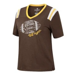 Wyoming Cowboys Women’s Football S/S Tee – Brown/Gold