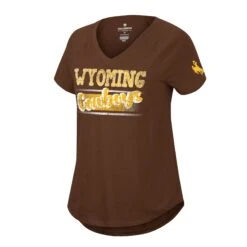 Wyoming Cowboys Women’s Stylishly V-Neck Tee – Brown