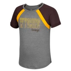 Wyoming Cowboys Youth Chloe S/S Tee – Pearl/Brown/Gold