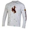 Wyoming Cowboys Paint Splatter Women’s L/S Tee – Oxford Grey